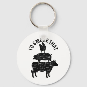 Porte-clés Chef Butcher Bbq Je fumerais ce boeuf de porc amus