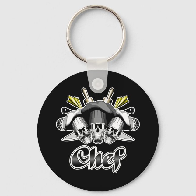Porte-clés Chef Crâne et outils du commerce (Recto)