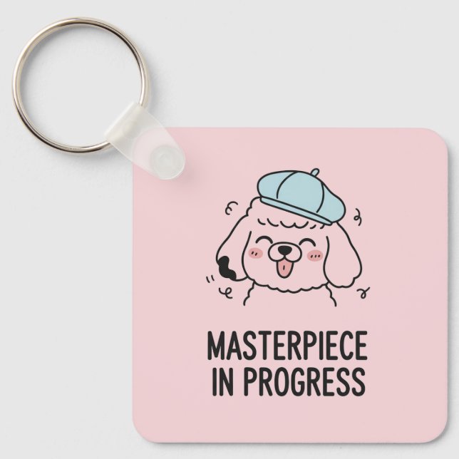 Porte-clés Chef-d'œuvre Poodle Rosy Conception Artistique Fém (Recto)