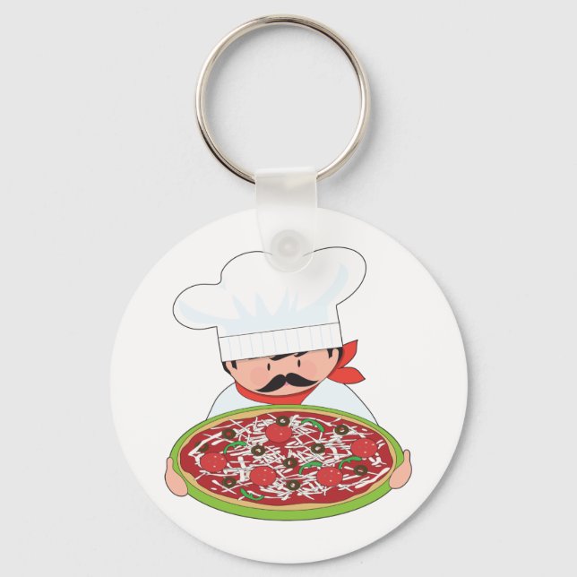 Porte-clés Chef et pizza (Recto)