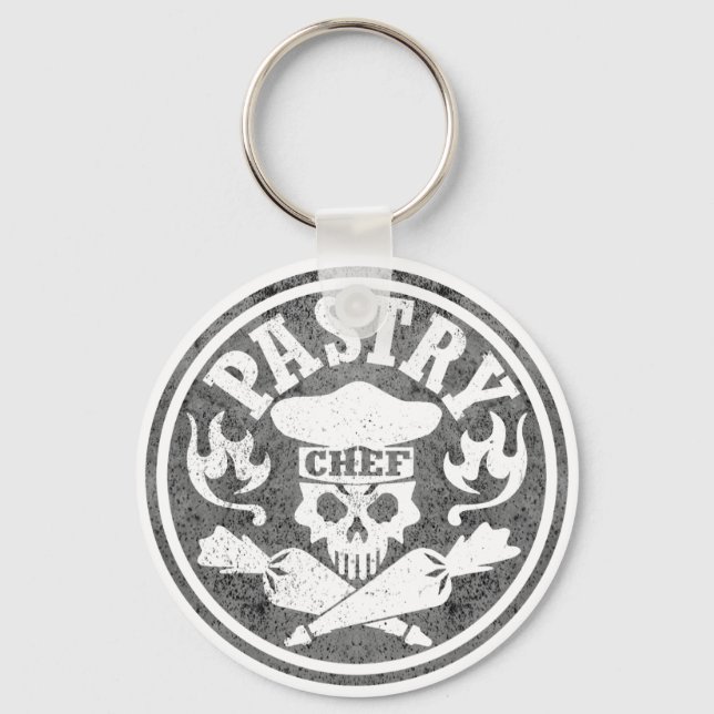 Porte-clés Chef pâtissier Crâne Gris (Recto)