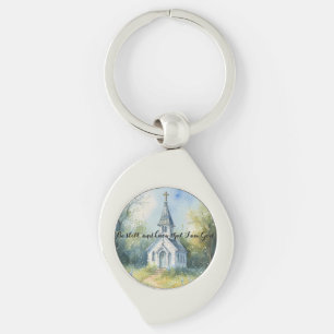Porte-clés Chemin rustique d'église dans une prairie de fleur