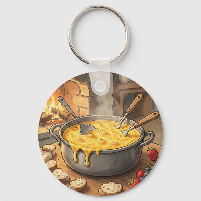 Porte-clés Cheminée Fondue de Fromage Cosy (Recto)