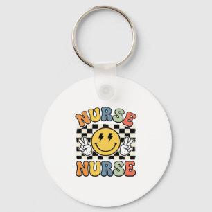 Porte-clés Chemise à carreaux vintage infirmière smiley Desig