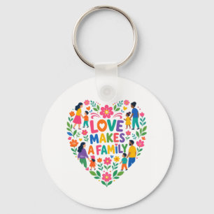Porte-clés Chemise à cœur floral L'amour fait une famille