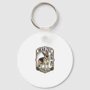 Porte-clés Chemise Berger Allemand Gravure Vintage Tête Incli