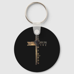 Porte-clés Chemise Biblique Croix Chrétienne Jean 3_16 Citati