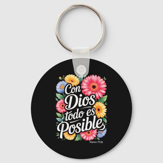 Porte-clés Chemise chrétienne espagnole F Con Dios Todo Es Po (Recto)