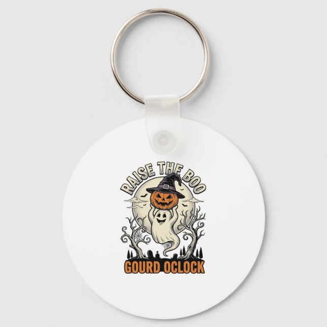 Porte-clés Chemise Citrouille Fantôme Gravure Halloween Vinta (Recto)