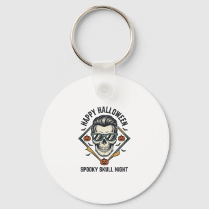 Porte-clés Chemise crâne Halloween Gravure vintage Graphique_