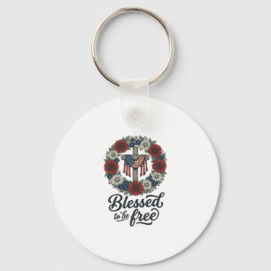 Porte-clés Chemise croisée florale patriotique bénie pour êtr