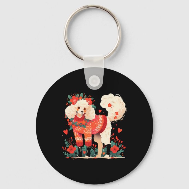Porte-clés Chemise d'amour de caniche de la Saint-Valentin Mo (Recto)