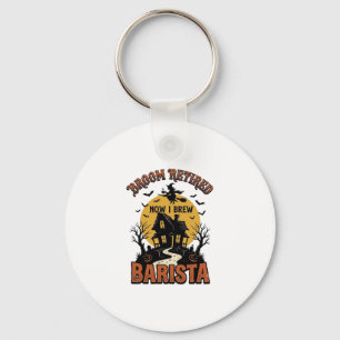 Porte-clés Chemise de barista Halloween Sorcière drôle Pun de