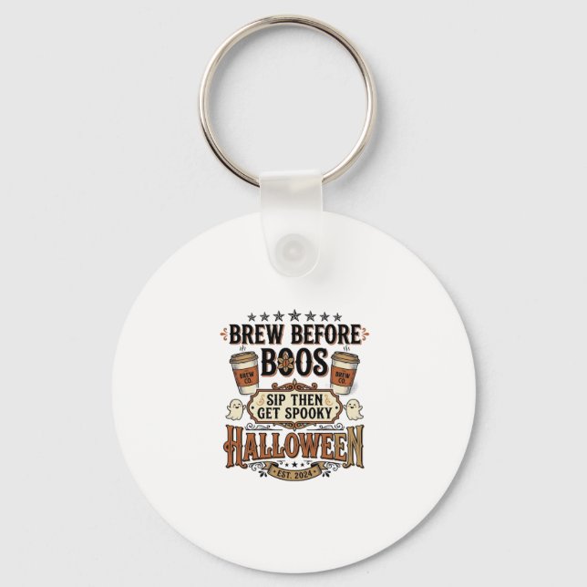 Porte-clés Chemise de café Halloween Brasser avant les fantôm (Recto)