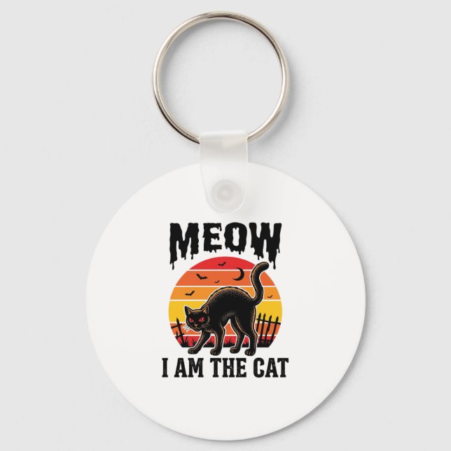 Porte-clés Chemise de chat Halloween Meow Design de chat noir (Recto)