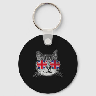 Porte-clés Chemise de chat Union Jack Drapeau Pays Rétro Angl