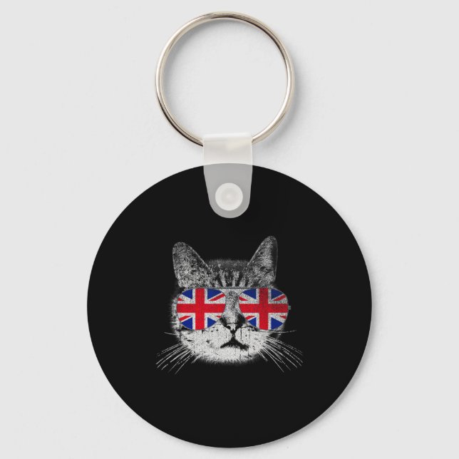 Porte-clés Chemise de chat Union Jack Drapeau Pays Rétro Angl (Recto)