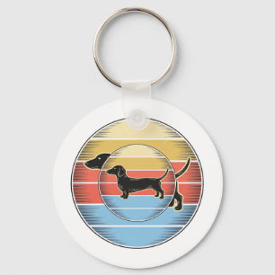 Porte-clés Chemise de chien de coucher de soleil rétro de tec