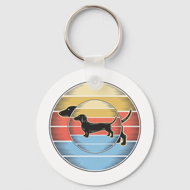 Porte-clés Chemise de chien de coucher de soleil rétro de tec (Recto)