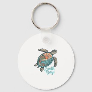 Porte-clés Chemise de conception de gravure vintage de tortue