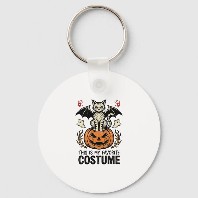 Porte-clés Chemise de design de costume de chat de citrouille (Recto)