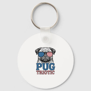 Porte-clés Chemise de design patriotique de pug de gravure vi