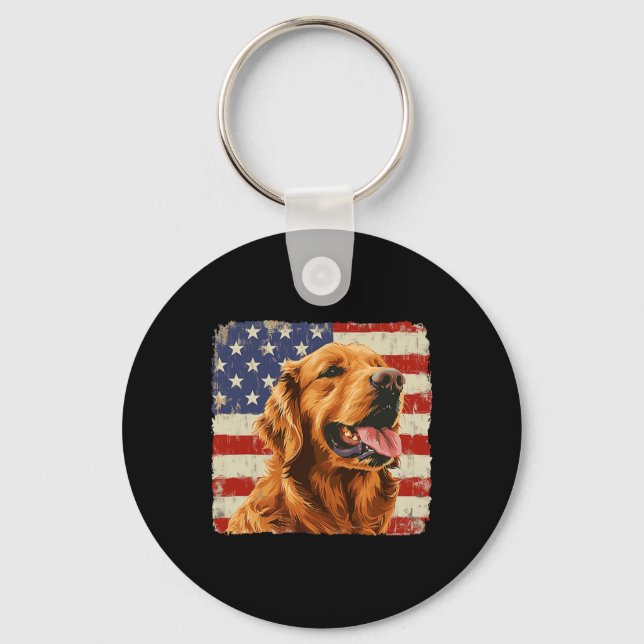 Porte-clés Chemise de drapeau américain de chien Retriever do (Recto)