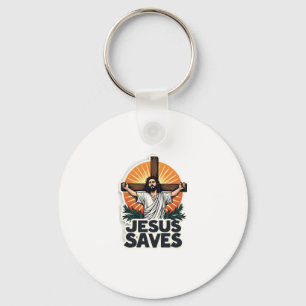 Porte-clés Chemise de foi avec gravure vintage Jésus Sauve (1