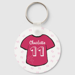 Porte-clés Chemise de football rose de la fille à tout âge an