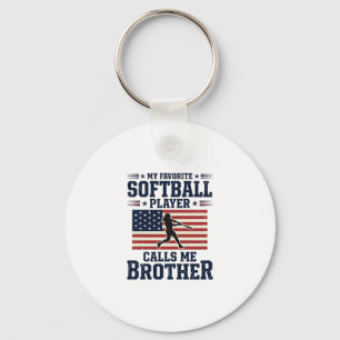 Porte-clés Chemise de frère de softball patriotique gravure v