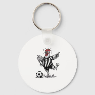 Porte-clés Chemise de gravure vintage de football de poulet d