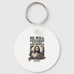 Porte-clés Chemise de gravure vintage Jésus Psaume chrétien 9