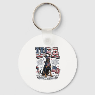 Porte-clés Chemise de gravure vintage USA Doberman patriotiqu