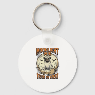 Porte-clés Chemise de Halloween pour Pug avec gravure vintage