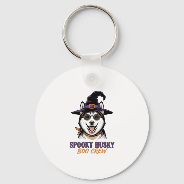 Porte-clés Chemise de Husky Halloween Sorcière Chien Graphiqu (Recto)