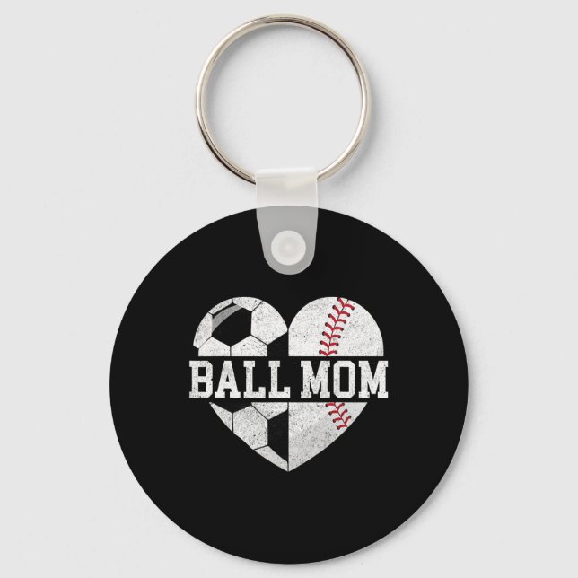 Porte-clés Chemise de Maman de Ballon Cœur Drôle Baseball Foo (Recto)