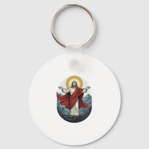 Porte-clés Chemise de montagne Jésus gravure vintage
