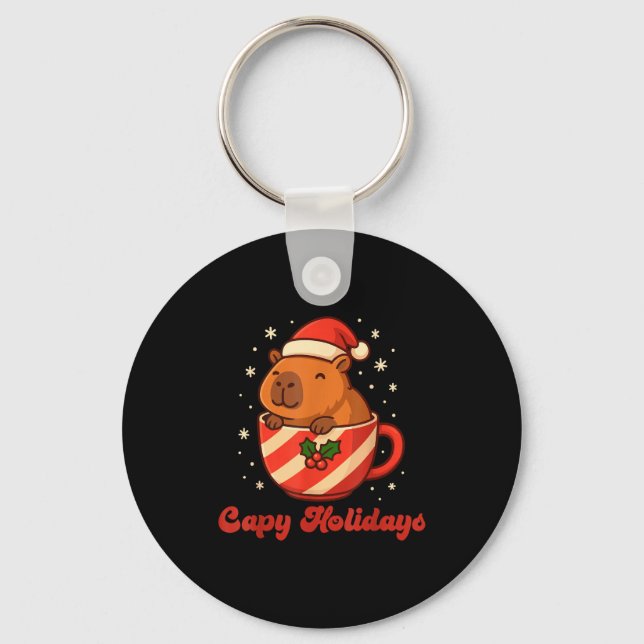 Porte-clés Chemise de Noël Capybara, Vacances drôles de Capy (Recto)
