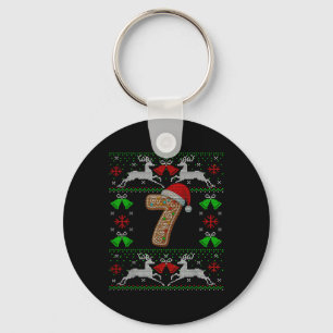 Porte-clés Chemise de Noël drôle et laide Number 7 67 Mème