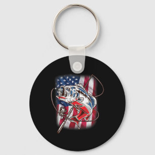 Porte-clés Chemise de pêche drapeau américain vintage Usa Bys