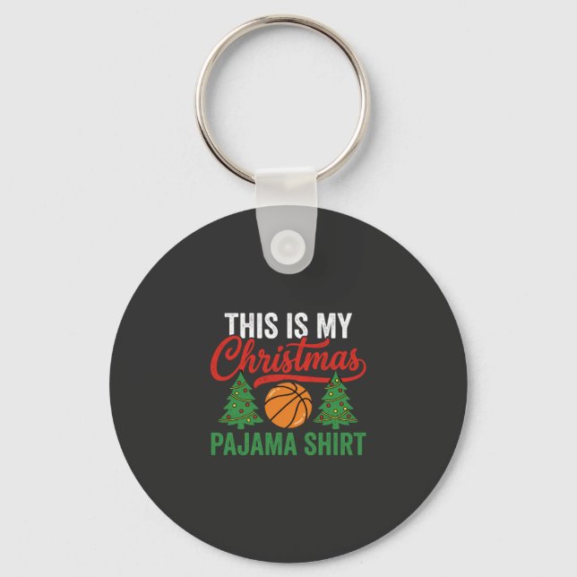 Porte-clés Chemise de pyjama de Noël de basketball (Recto)