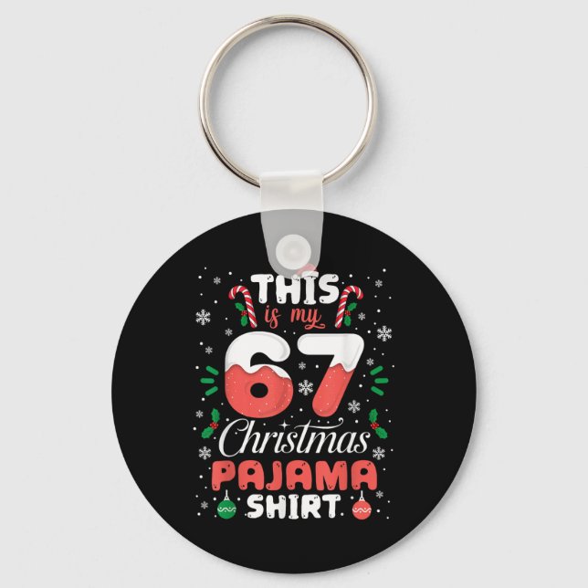 Porte-clés Chemise de pyjama de Noël drôle 67 Six Sept Mème B (Recto)