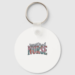 Porte-clés Chemise de typographie florale vintage d'infirmièr