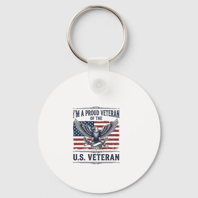 Porte-clés Chemise de vétéran patriotique aigle gravure vinta (Recto)