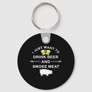 Porte-clés Chemise drôle BBQ Boire de la bière Fumer de la vi
