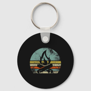Porte-clés Chemise drôle de camping de feu de camp rétro vint