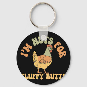Porte-clés Chemise drôle de poulet Je suis fou de fesses duve