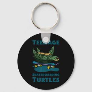 Porte-clés Chemise drôle de tortues adolescentes en skateboar