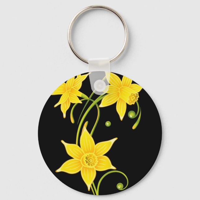 Porte-clés Chemise Fleur de Jonquilles Floral Conception de P (Recto)