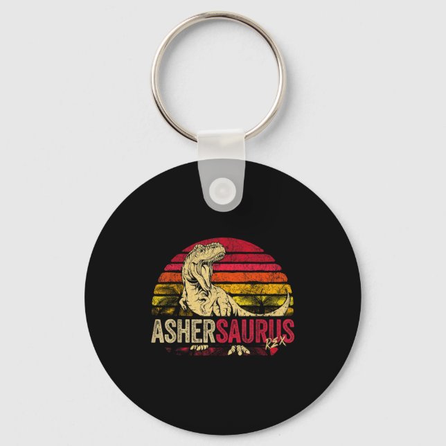 Porte-clés Chemise garçons Asher Saurus Dinosaure Rex Nom (Recto)